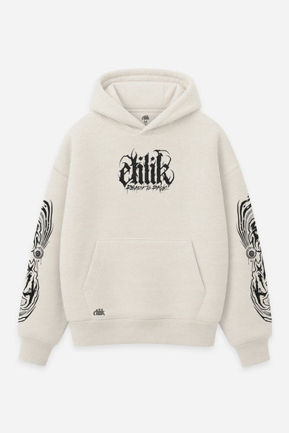 Hoodie Mental Disorder vanilla, face : logo Etilik, bootleg de Junji Ito, sweat à capuche Etilik Wear