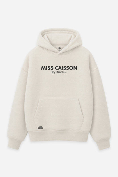 Hoodie Miss Caisson vanilla, face : logo Miss Caisson, sweat à capuche Etilik Wear