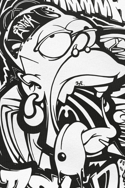 Mmmh Tekno blanc, zoom sur l'impression du visuel, Etilik Wear