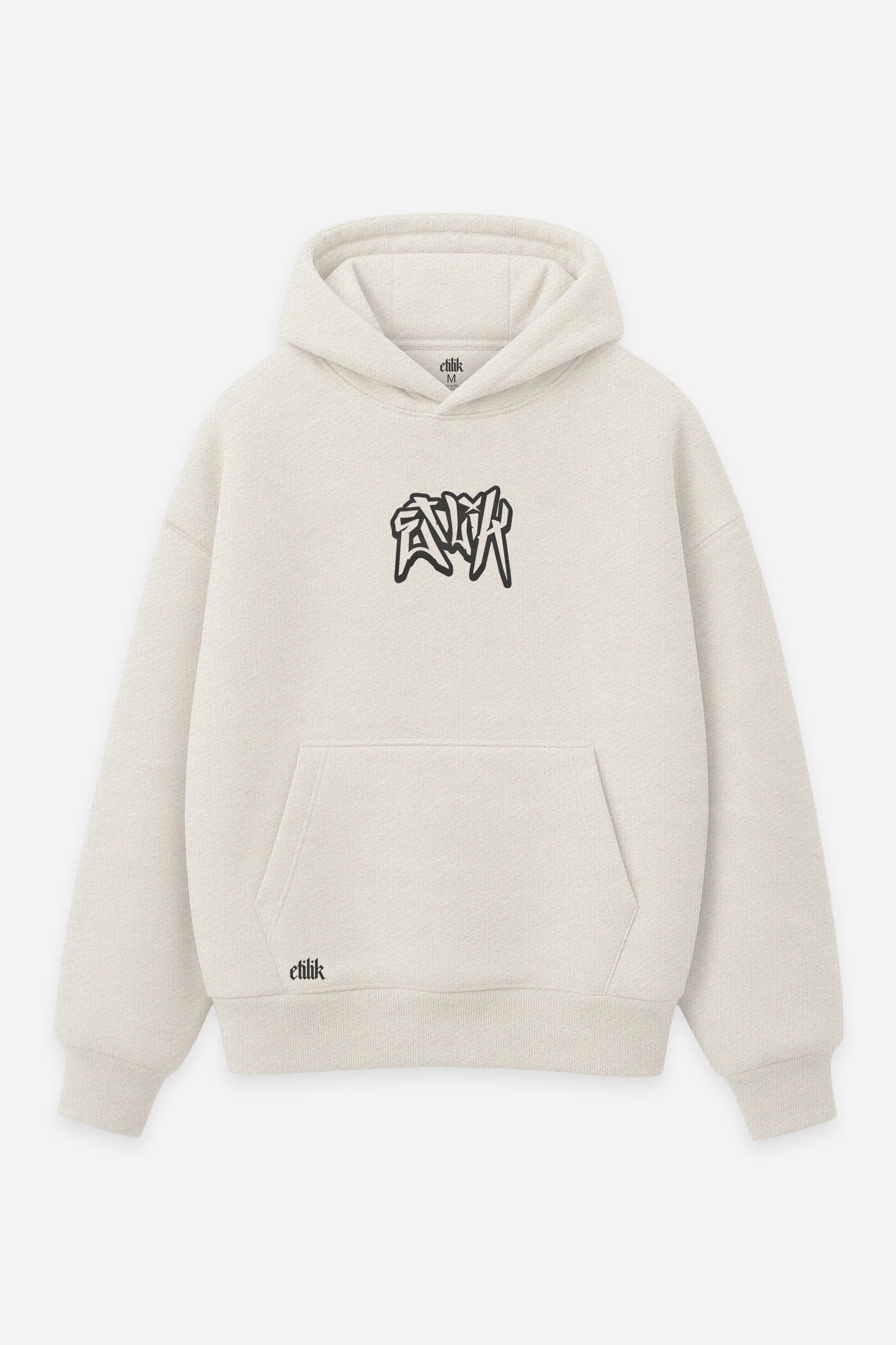 Hoodie Mmmh Tekno vanilla, face : logo Mmmh Tekno, bootleg d'Homer Simpson (Les Simpson), sweat à capuche Etilik Wear