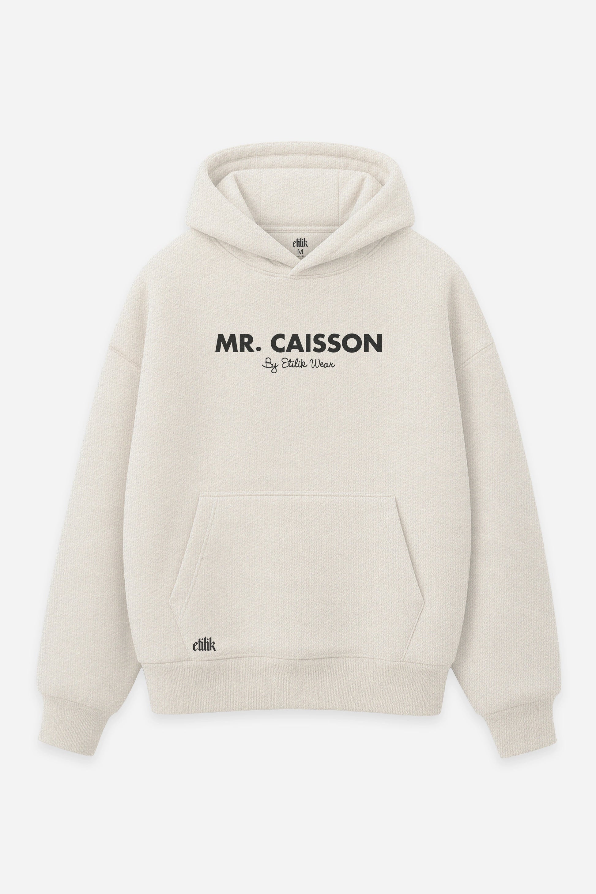 Hoodie Mr Caisson vanilla, face : logo Mr Caisson, sweat à capuche Etilik Wear