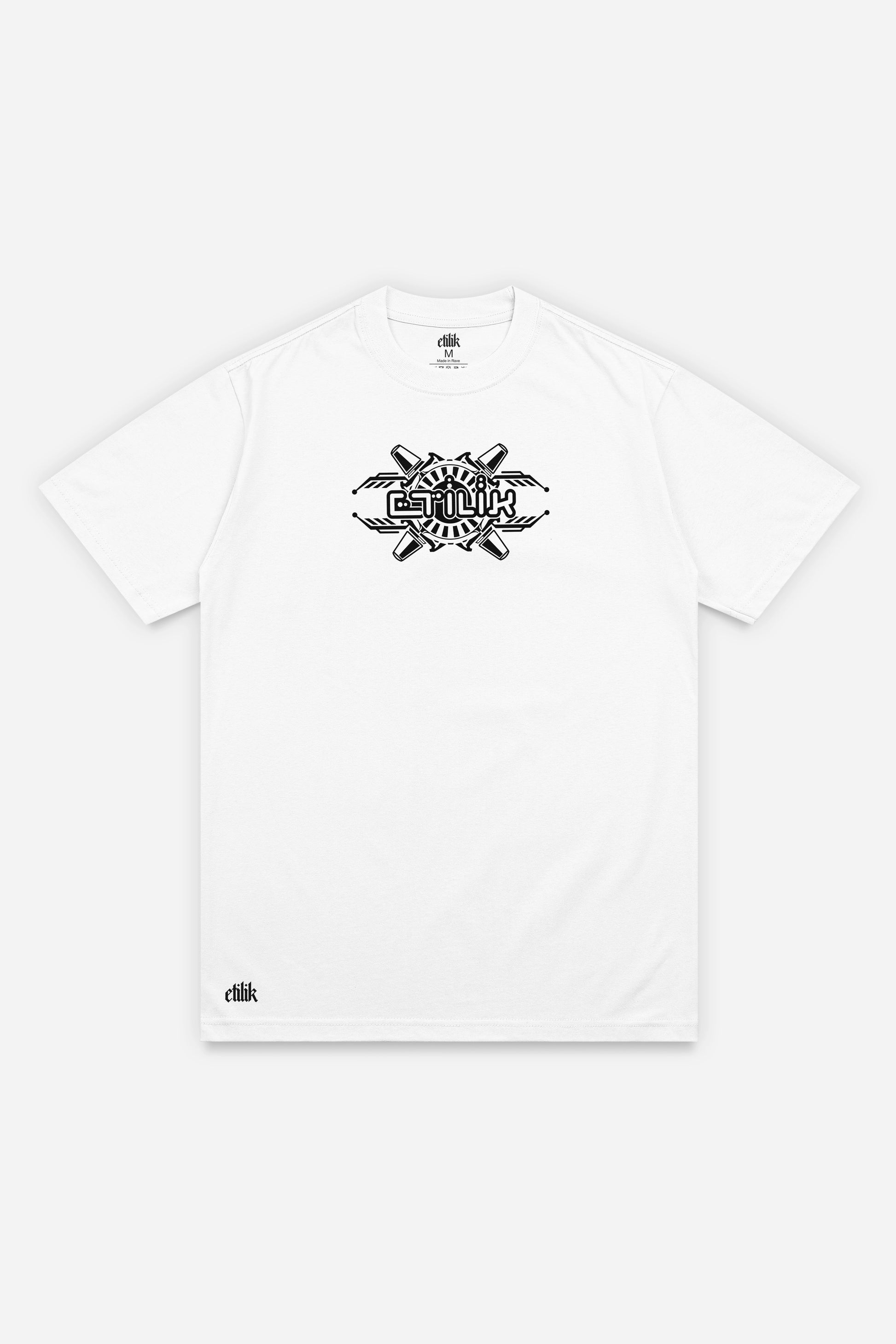 T-shirt OldSchool blanc régular, face : design free party old school, teuf rave, Etilik Wear