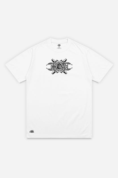 T-shirt OldSchool blanc régular, face : design free party old school, teuf rave, Etilik Wear