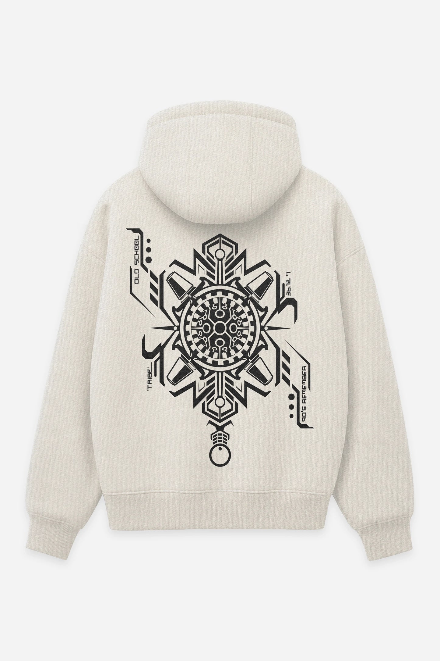 Hoodie OldSchool vanilla, dos : design tattoo old school, free party, sweat à capuche Etilik Wear