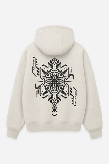 Hoodie OldSchool vanilla, dos : design tattoo old school, free party, sweat à capuche Etilik Wear