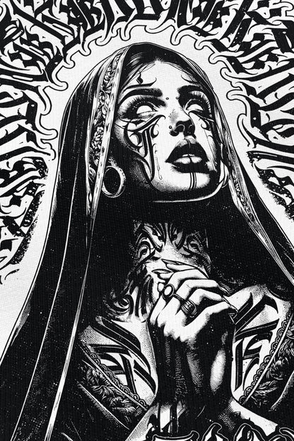 Pray for the Rave blanc, zoom sur l'impression du visuel, Etilik Wear