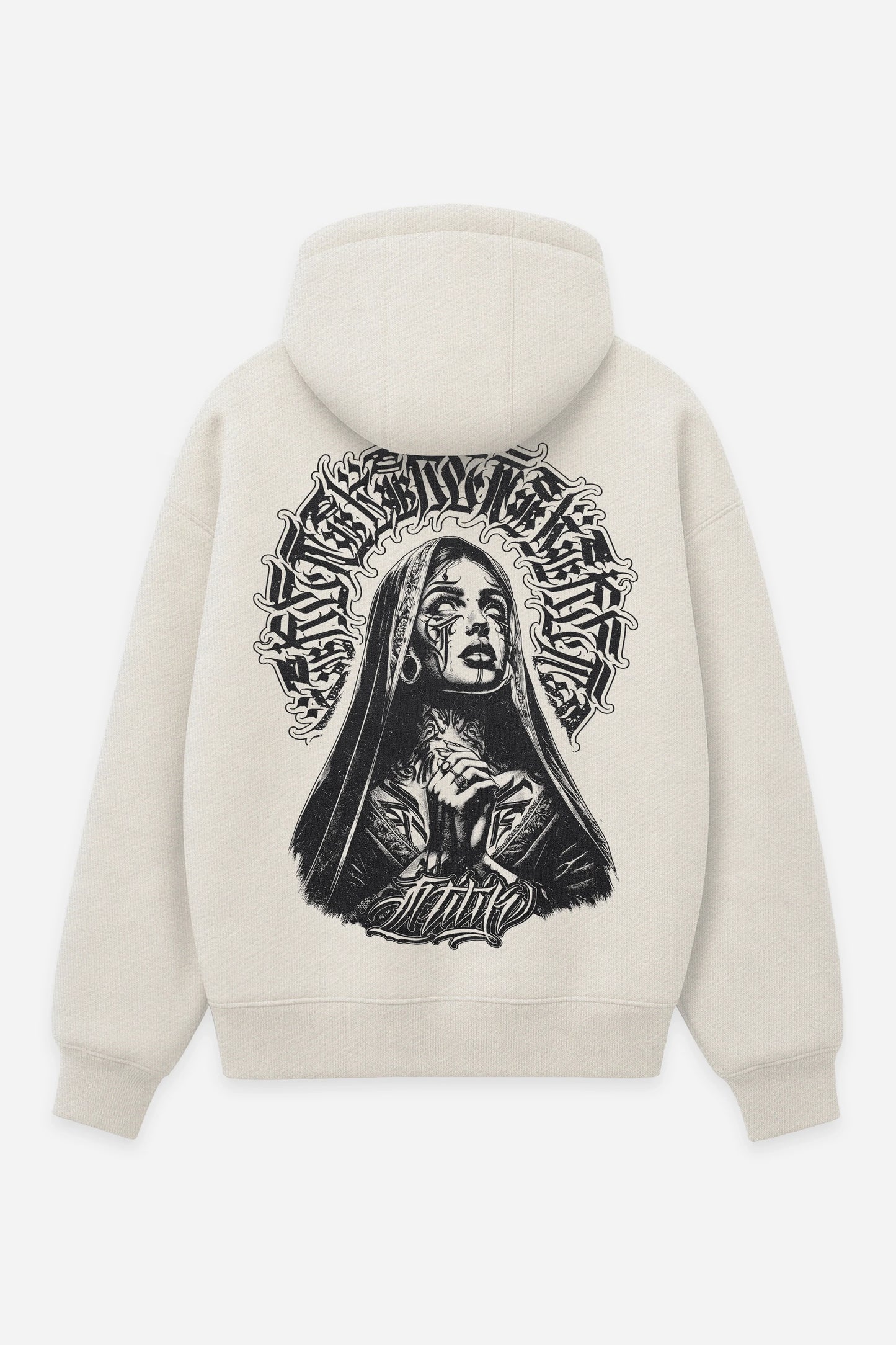 Hoodie Pray for the Rave vanilla, dos : design free party teuf rave, sweat à capuche Etilik Wear