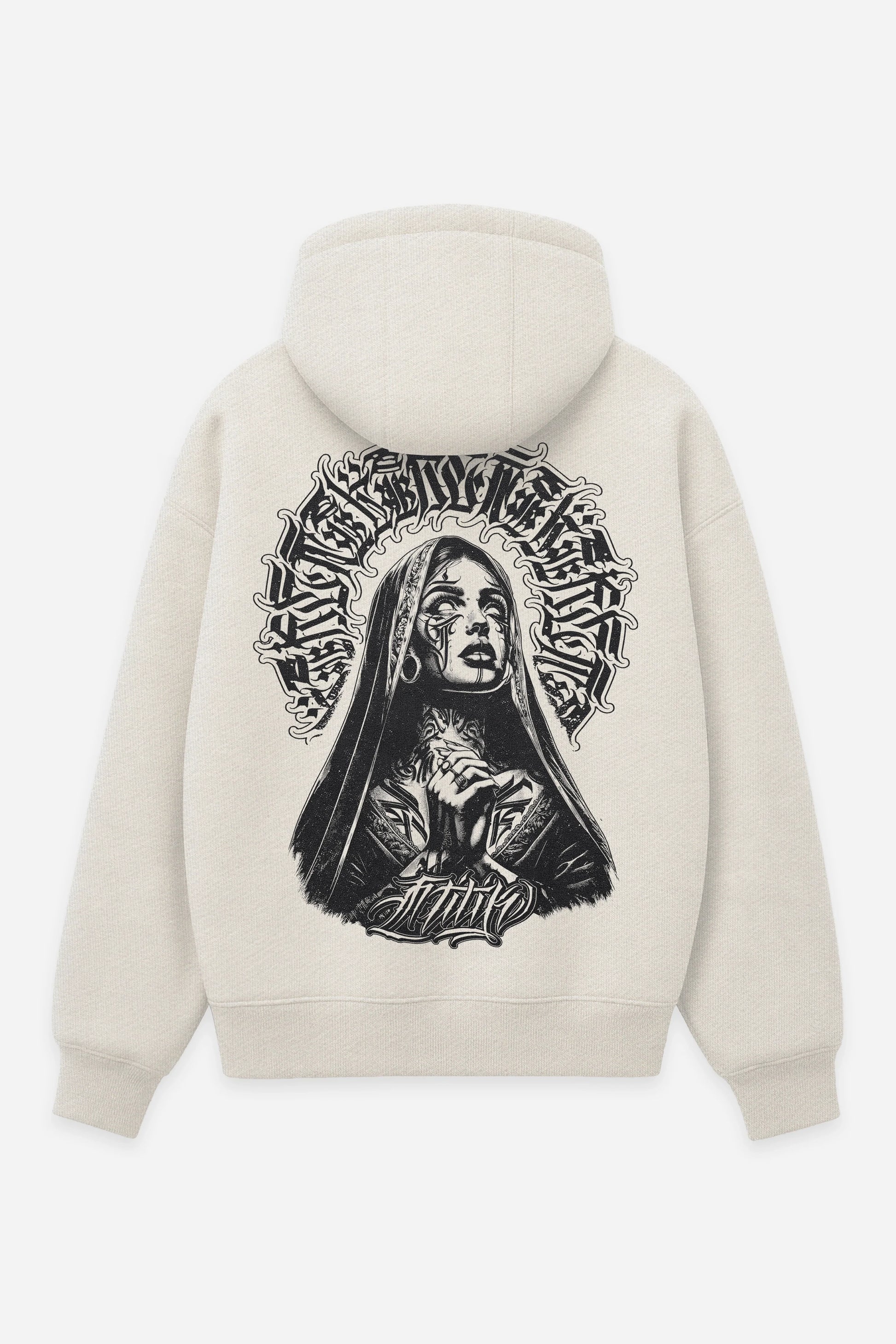 Hoodie Pray for the Rave vanilla, dos : design free party teuf rave, sweat à capuche Etilik Wear