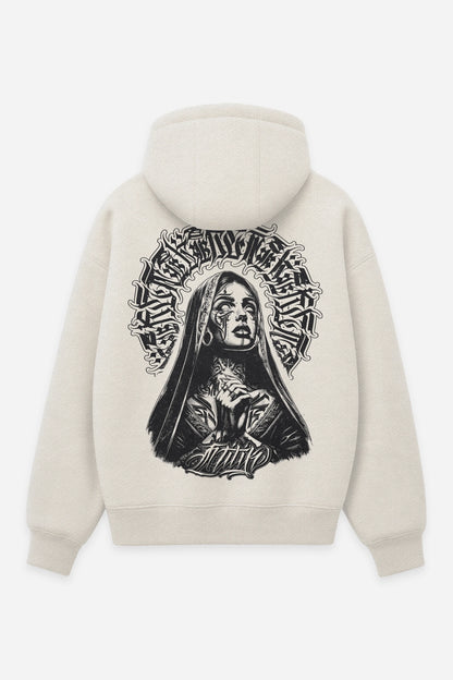 Hoodie Pray for the Rave vanilla, dos : design free party teuf rave, sweat à capuche Etilik Wear