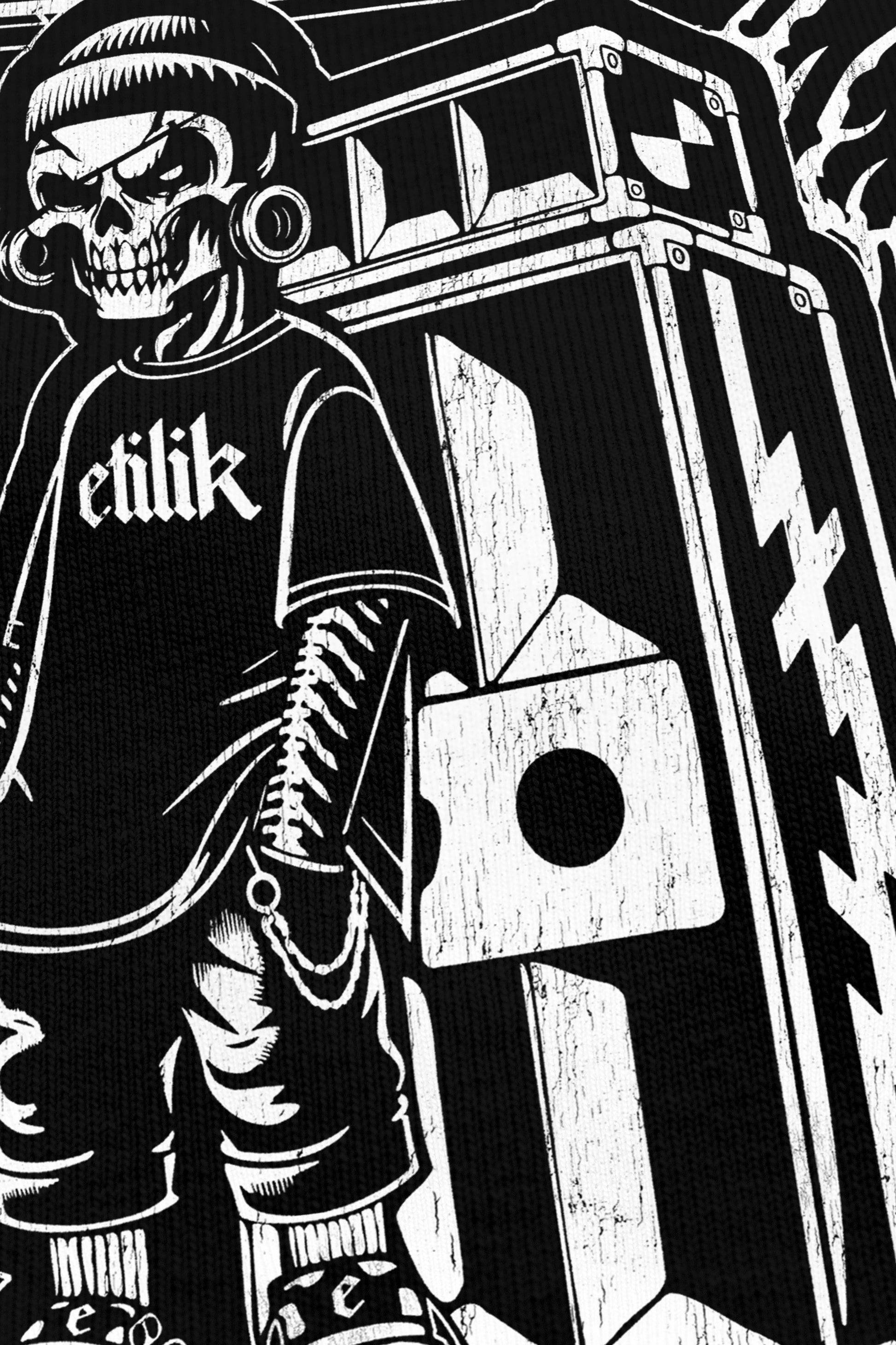 Pure Pirate noir, zoom sur l'impression du visuel, Etilik Wear