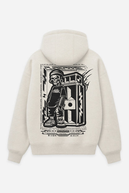 Hoodie Pure Pirate vanilla, dos : design free party teuf rave, sweat à capuche Etilik Wear