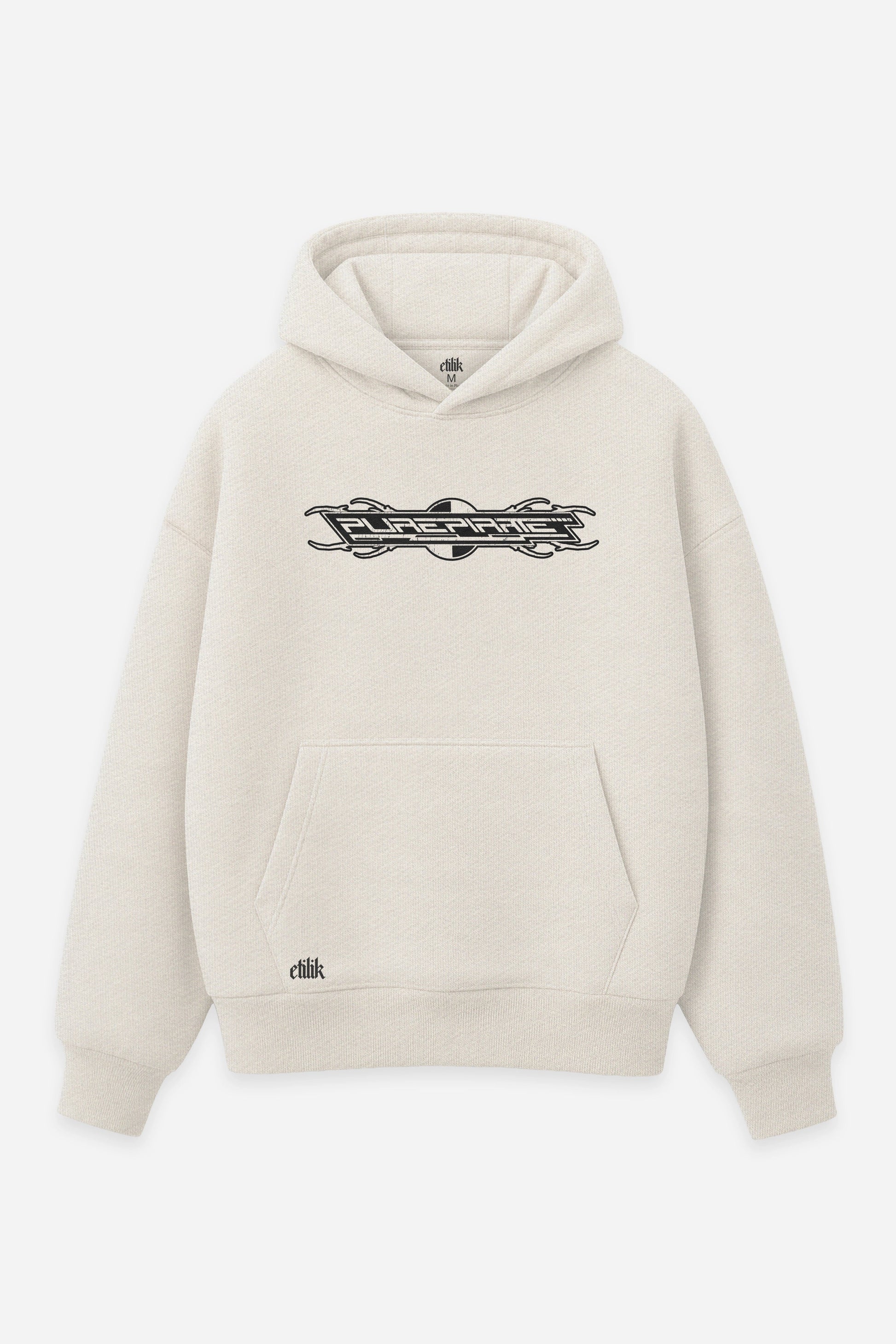 Hoodie Pure Pirate vanilla, face : logo Etilik, design pirate free party teuf, sweat à capuche Etilik Wear