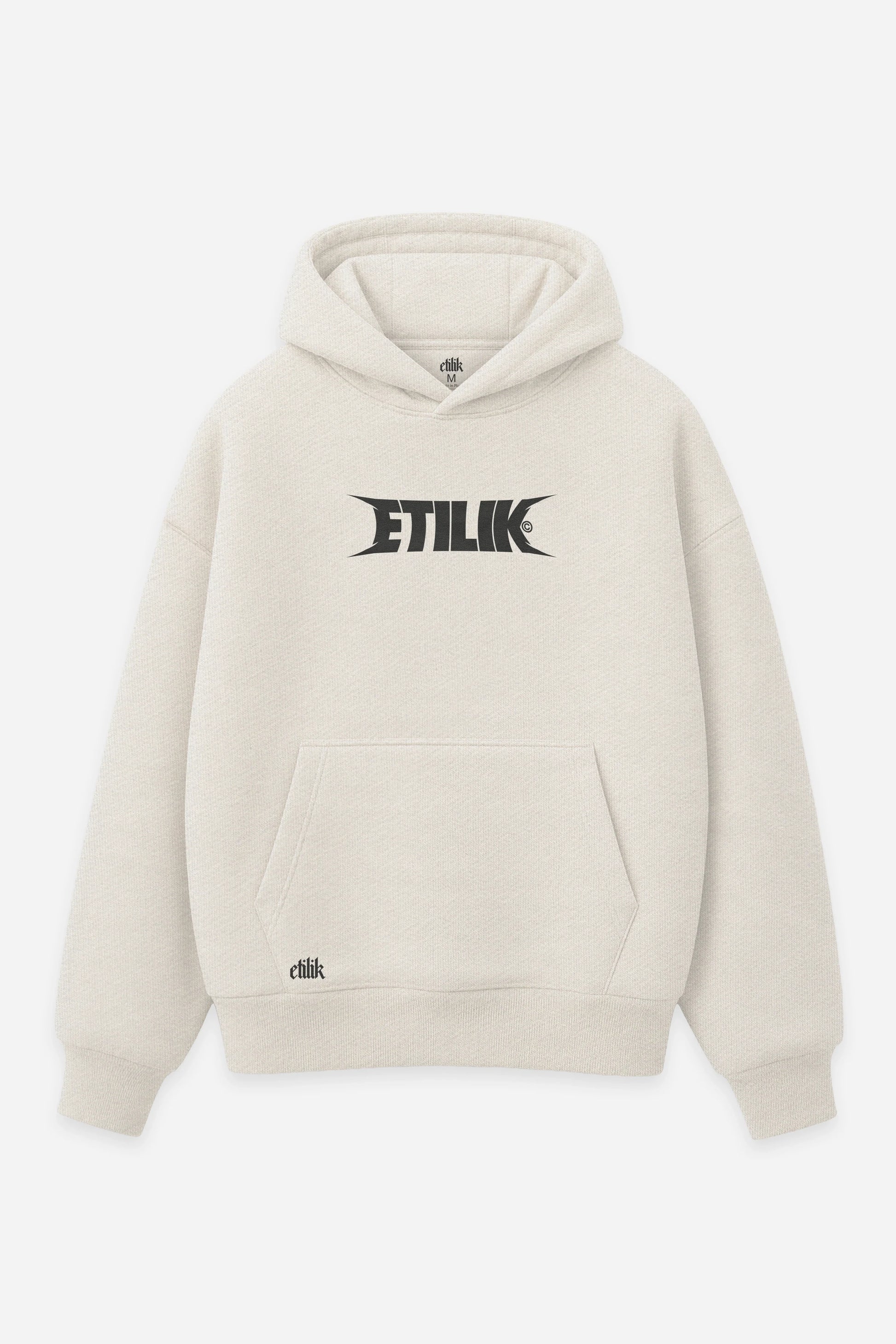 Hoodie Sauve une teuf mange un keuf vanilla, face : logo Etilik, free party teuf, sweat à capuche Etilik Wear