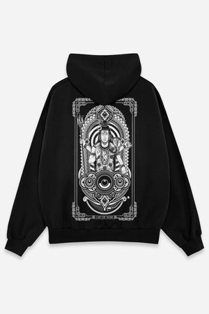 Hoodie Billx - Shiva V2 noir, dos : design free party teuf rave, sweat à capuche Etilik Wear