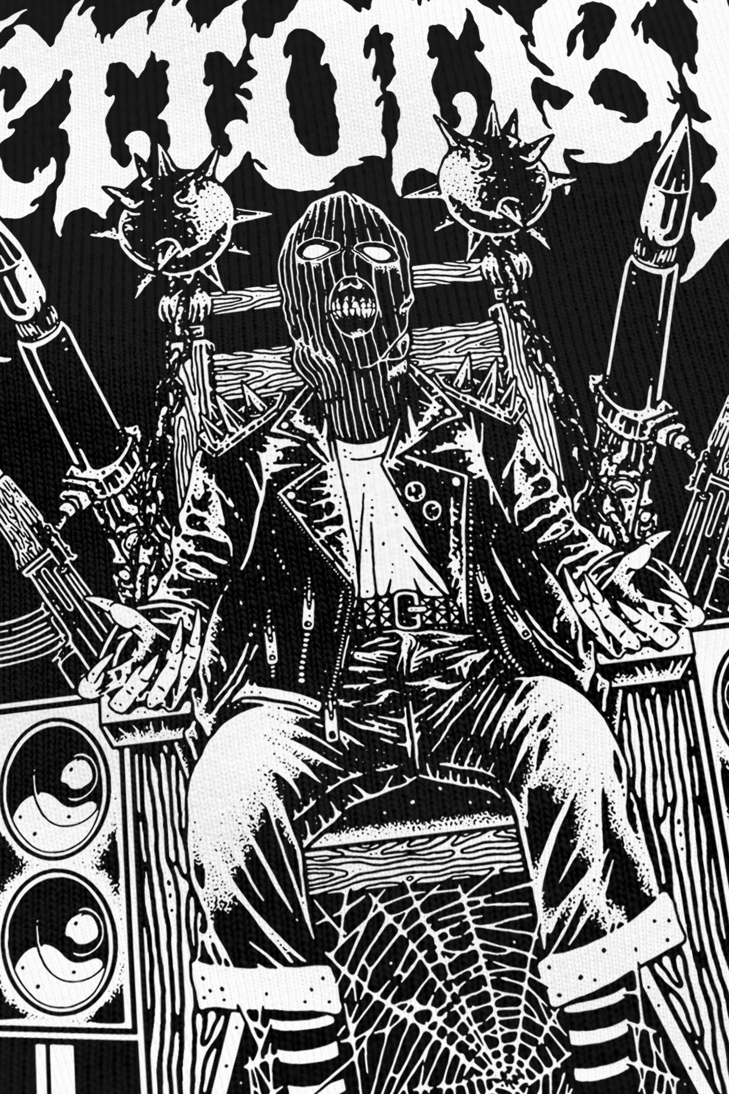 Sound Terrorist noir, zoom sur l'impression du visuel, Etilik Wear