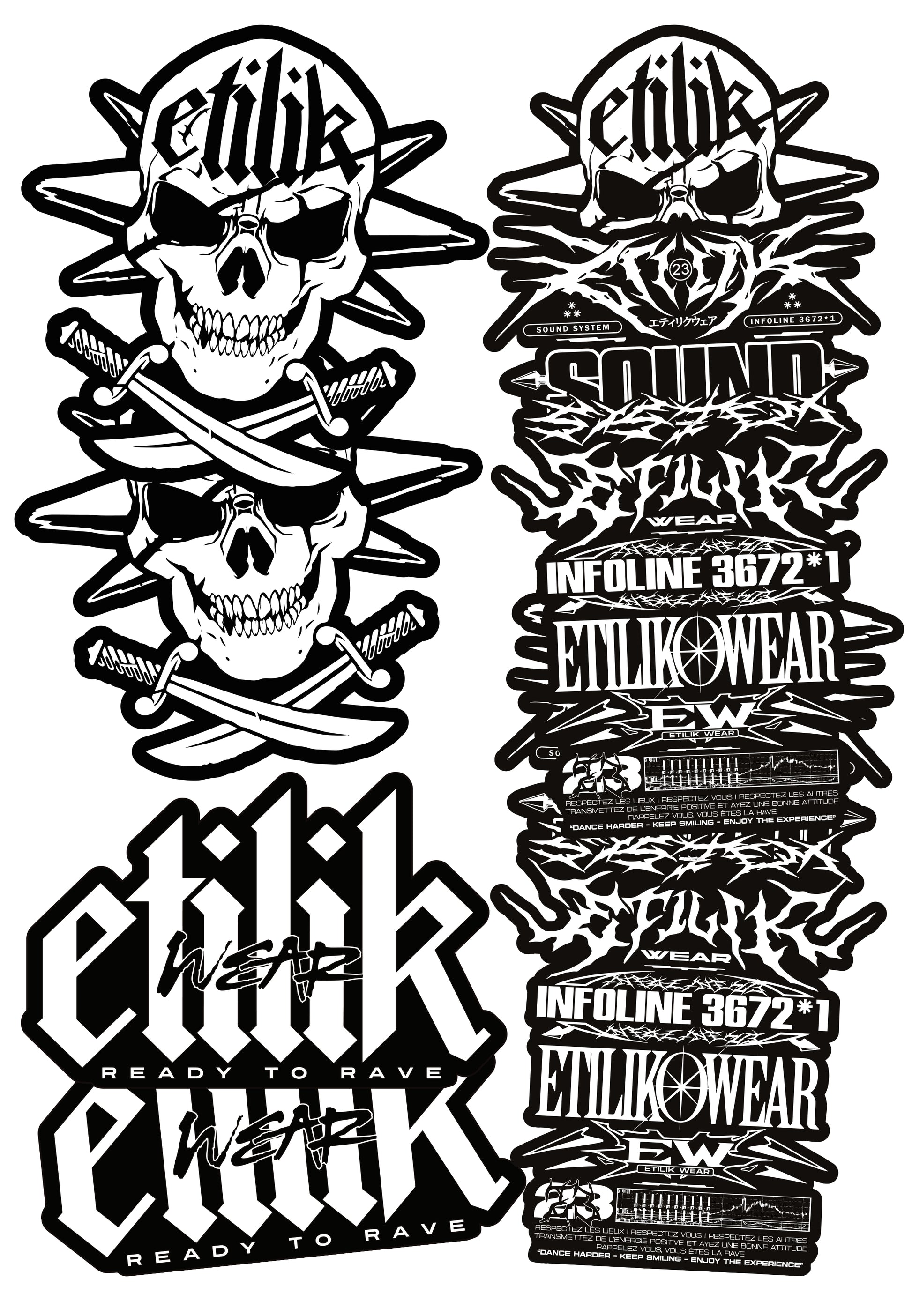 Etk Collection B&W stickers pack series 0 - Etilik Wear 