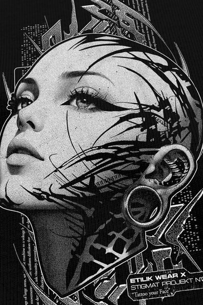Tattoo your Face noir, zoom sur l'impression du visuel, Etilik Wear