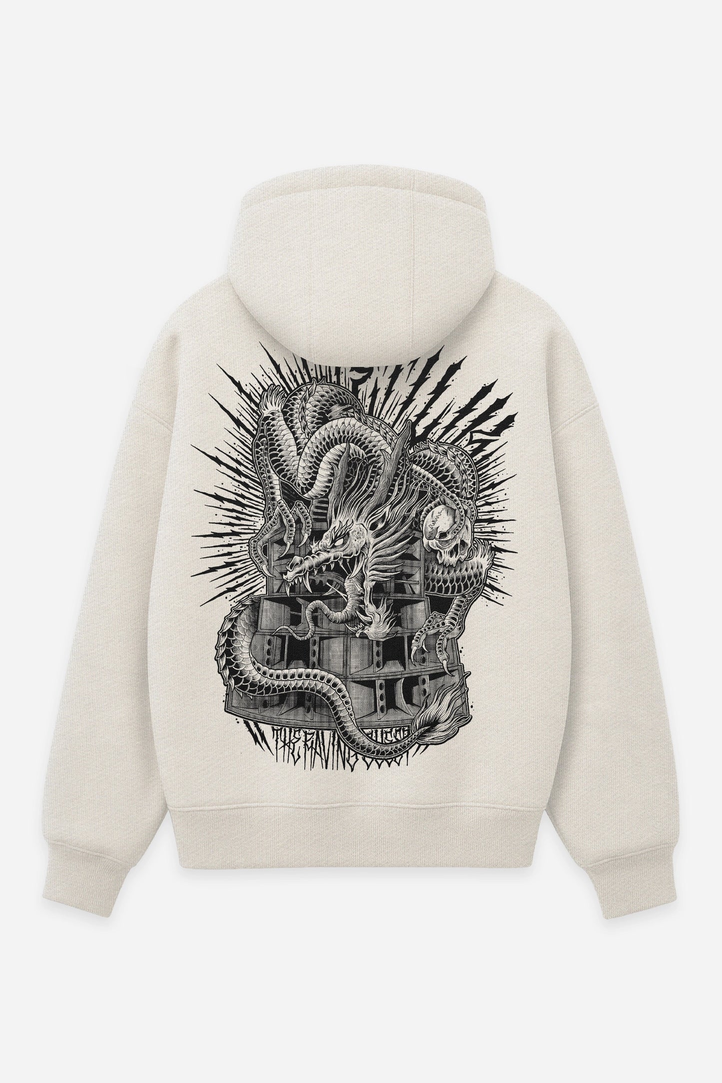 Hoodie The Raving Quest vanilla, dos : design free party teuf rave, sweat à capuche Etilik Wear