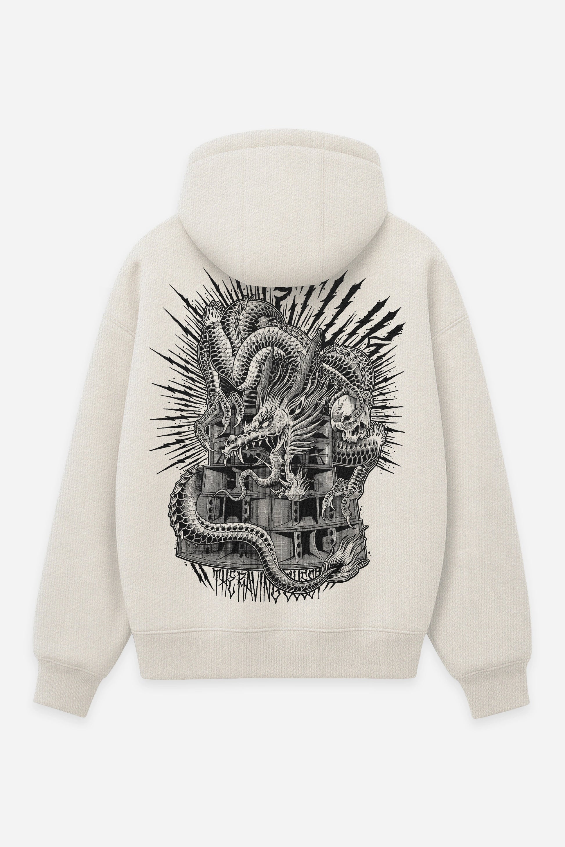 Hoodie The Raving Quest vanilla, dos : design free party teuf rave, sweat à capuche Etilik Wear