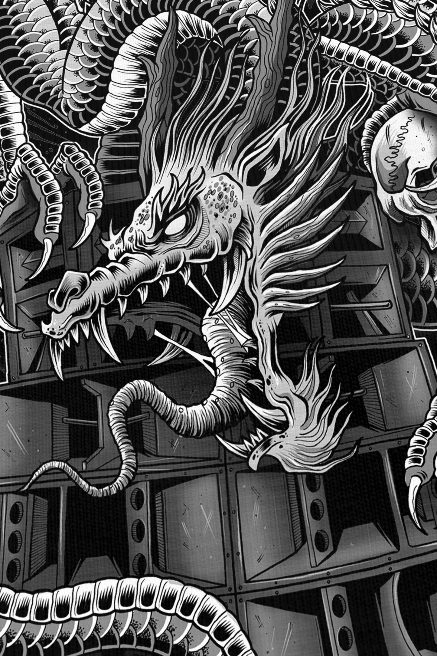 The Raving Quest noir, zoom sur l'impression du visuel, Etilik Wear