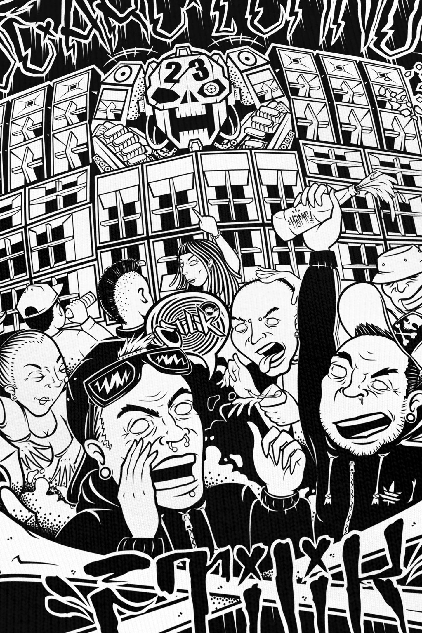 We Are Tekno noir, zoom sur l'impression du visuel, Etilik Wear