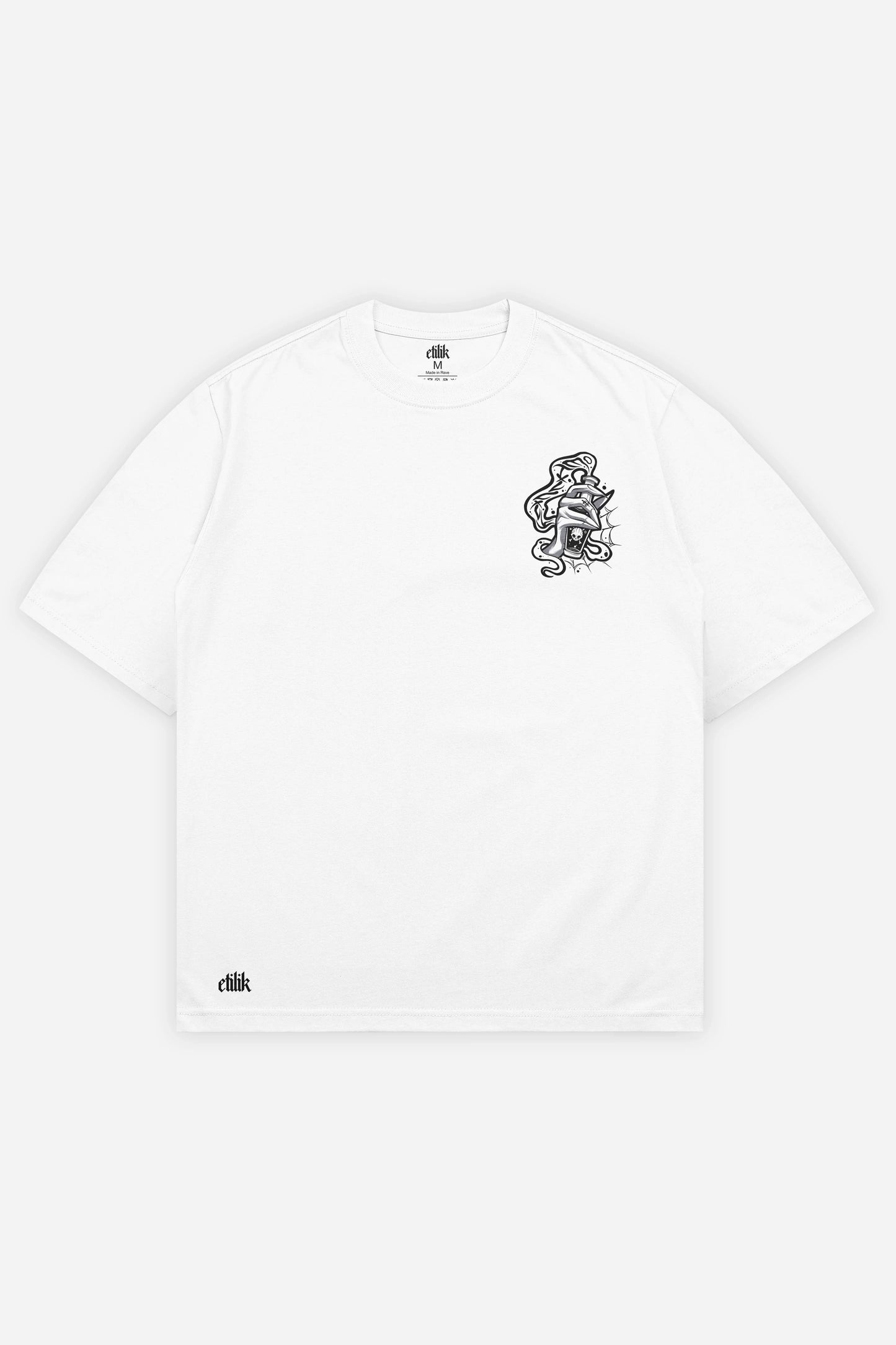 T-shirt Wednesday grey blanc oversize, face : bootleg de Wednesday Addams, design pop culture, Etilik Wear