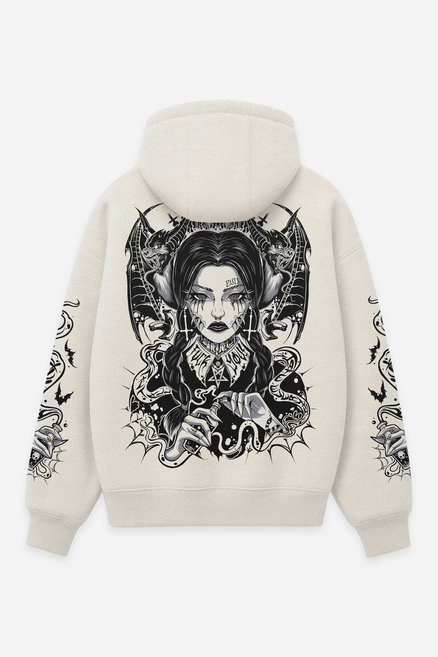 Hoodie Wednesday vanilla, dos : bootleg de Wednesday Addams, série culte, sweat à capuche Etilik Wear