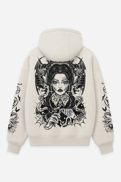 Hoodie Wednesday vanilla, dos : bootleg de Wednesday Addams, série culte, sweat à capuche Etilik Wear