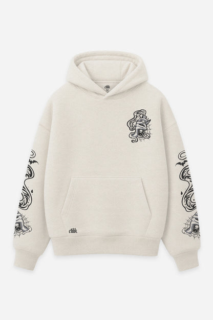 Hoodie Wednesday vanilla, face : logo Etilik, bootleg de Wednesday Addams, sweat à capuche Etilik Wear
