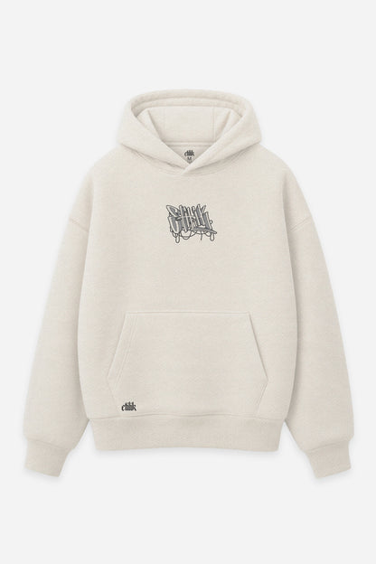 Hoodie Zone Autonome Temporaire vanilla, face : logo Etilik, free party rave, sweat à capuche Etilik Wear