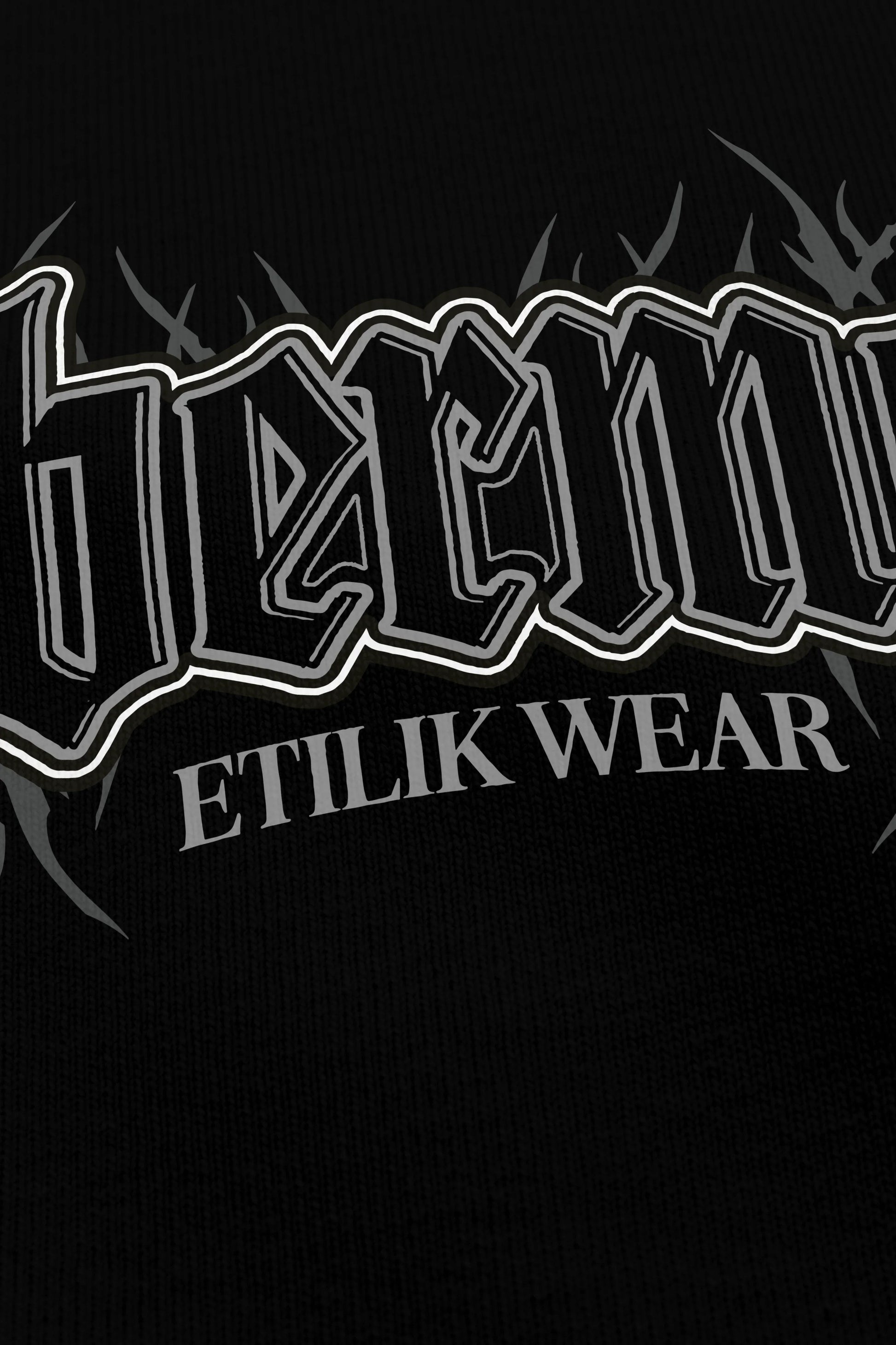 Gabbermeister Spike noir, zoom sur l'impression du visuel, Etilik Wear
