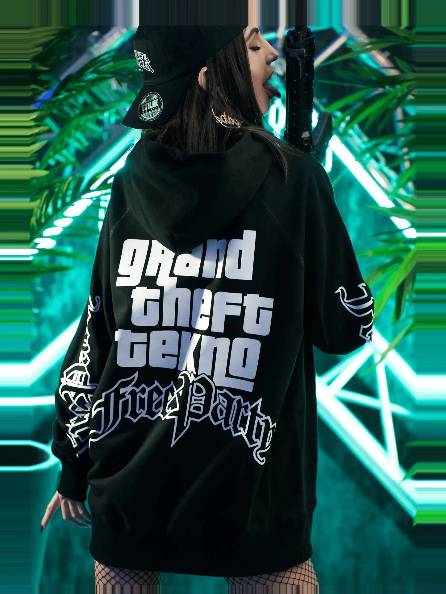 Veste à capuche zippée Grand Theft Tekno noire : bootleg GTA, pop culture, sweat à capuche Etilik Wear