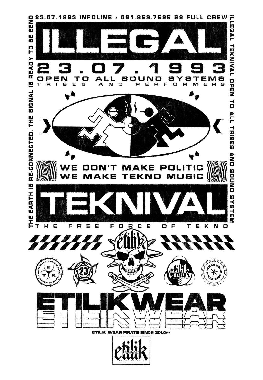 Illegales weißes Teknival-T-Shirt