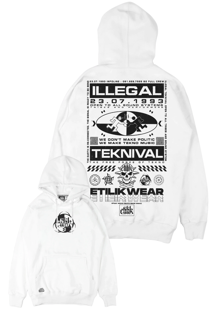 Illegal Teknival White - Hoodie - Etilik Wear 