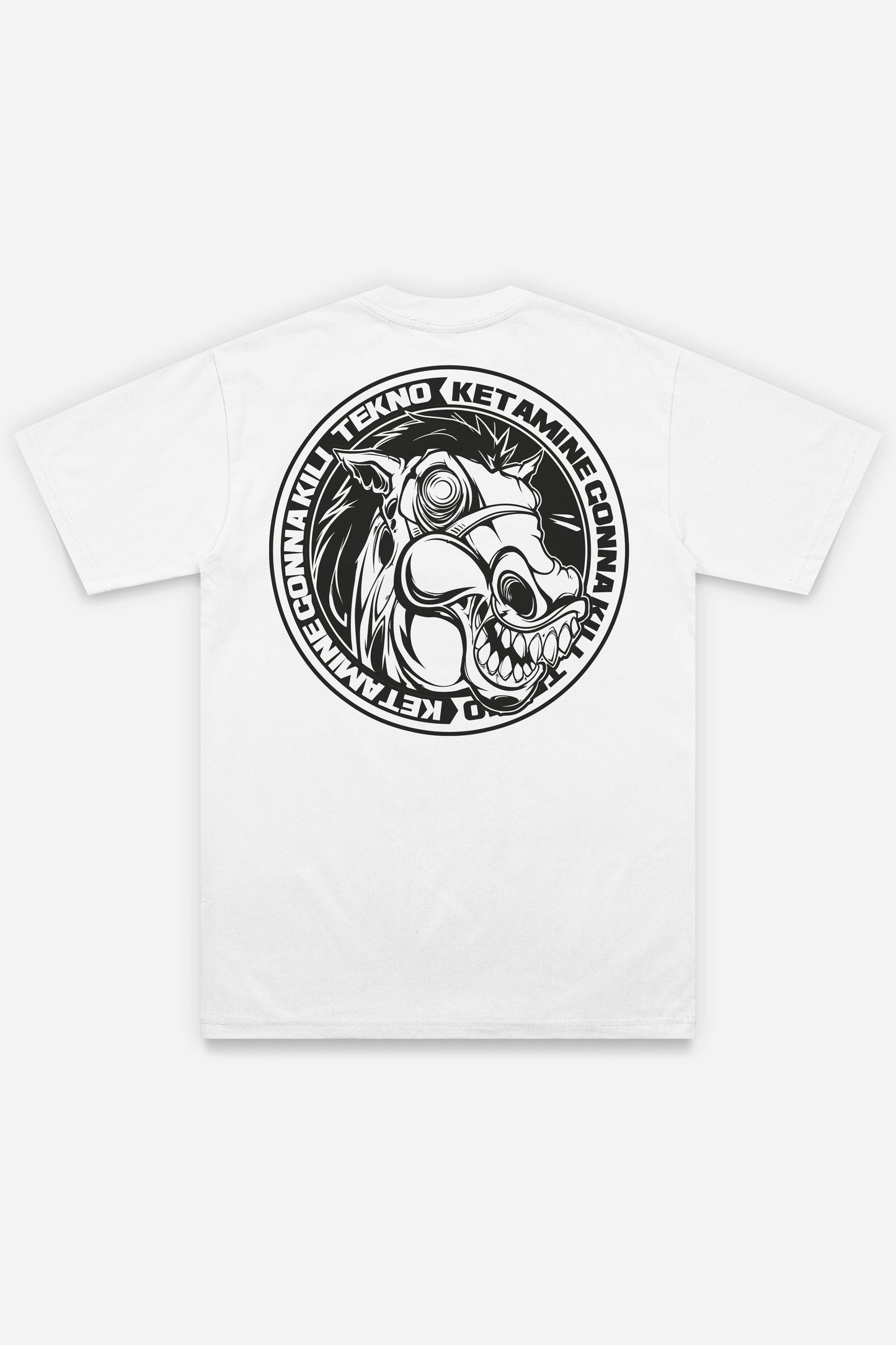 T-shirt Keta Kill Tekno blanc régular, dos : design tekno hardcore, free party teuf rave, Etilik Wear