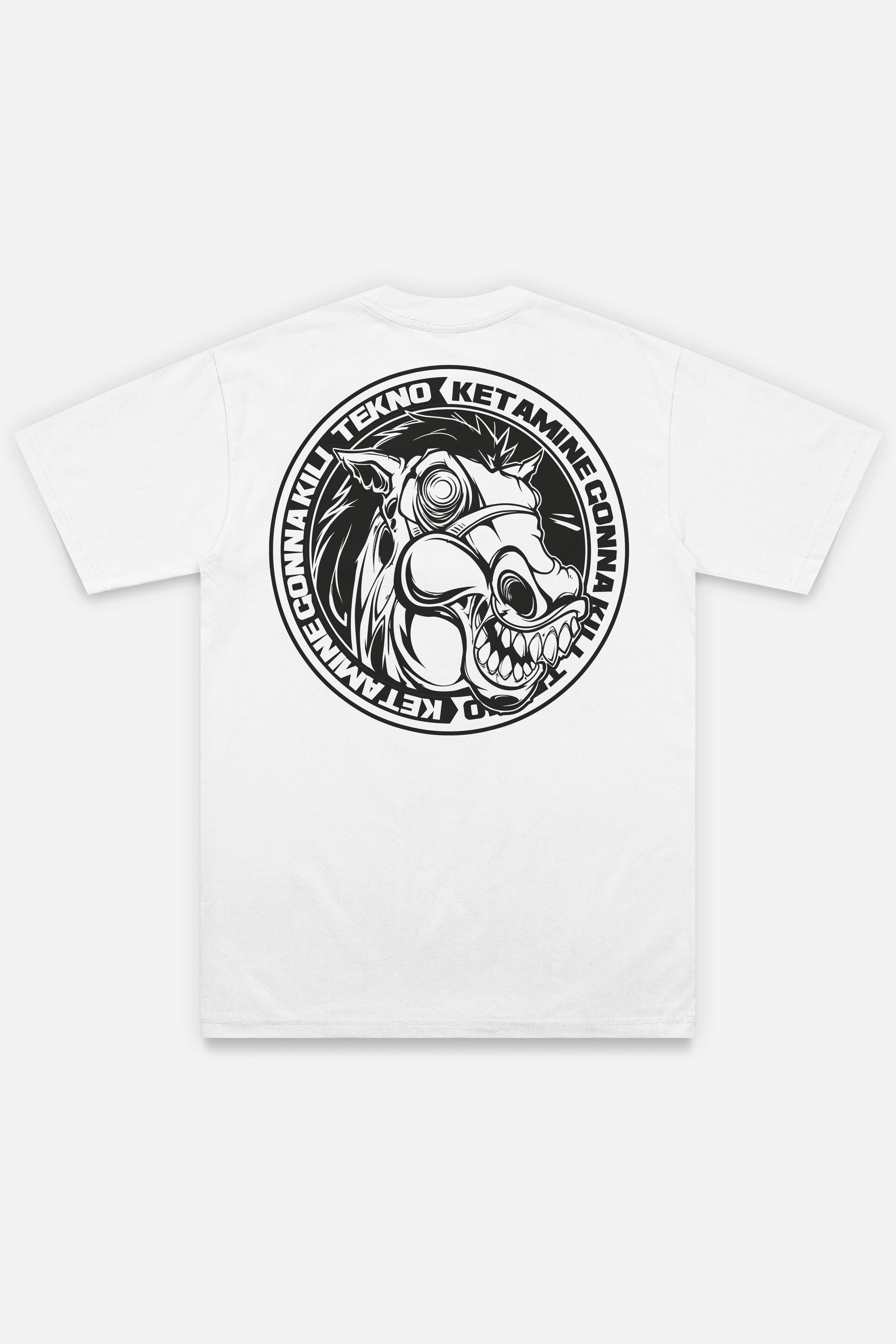T-shirt Keta Kill Tekno blanc régular, dos : design tekno hardcore, free party teuf rave, Etilik Wear