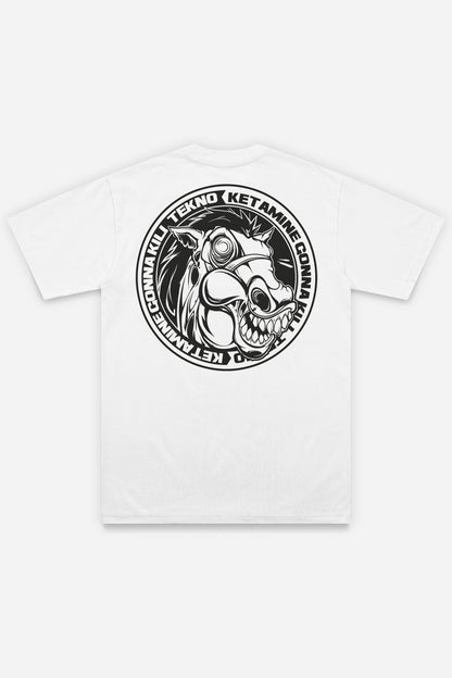 T-shirt Keta Kill Tekno blanc régular, dos : design tekno hardcore, free party teuf rave, Etilik Wear