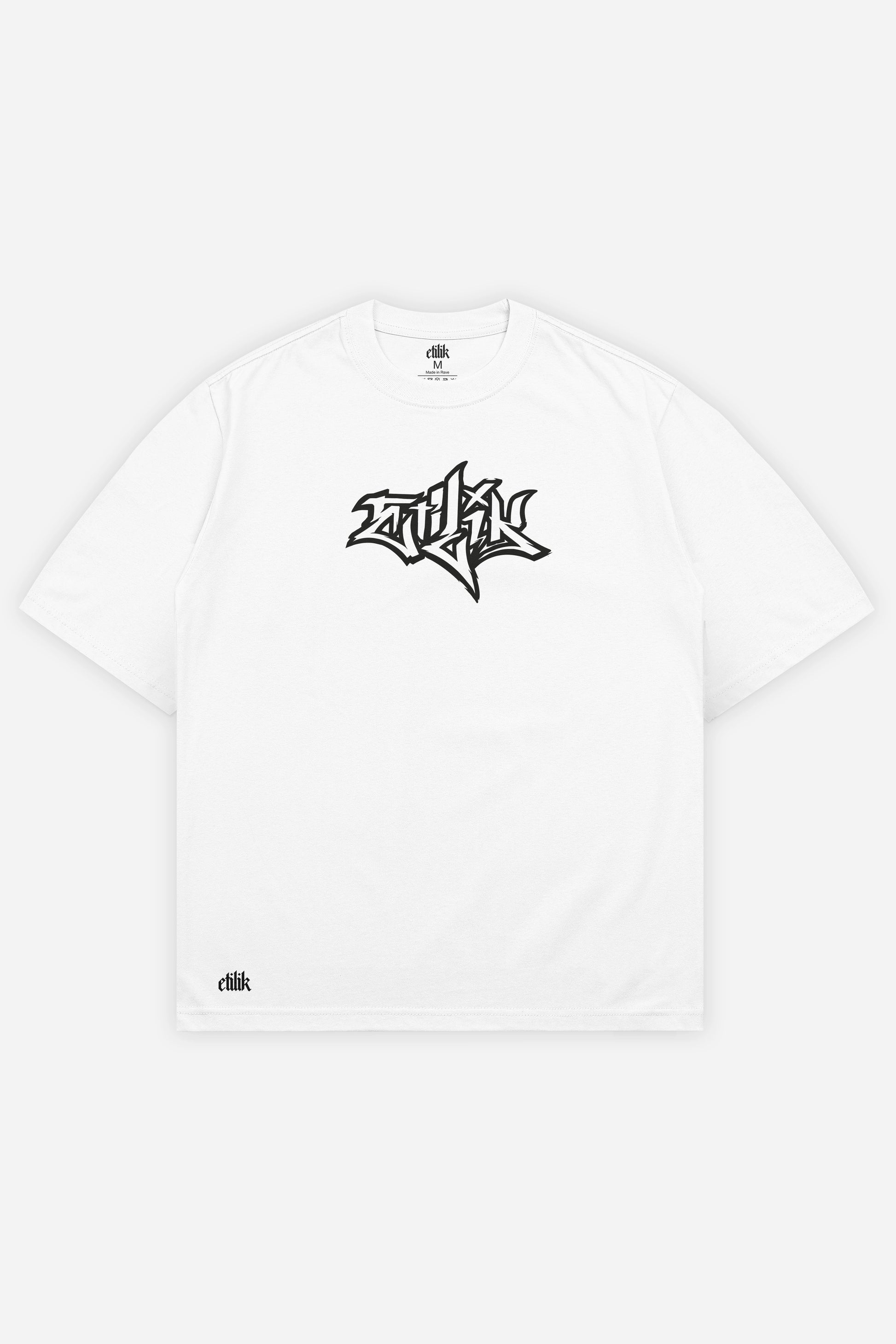 T-shirt Keta Kill Tekno blanc oversize, face : design tekno hardcore, free party teuf, Etilik Wear