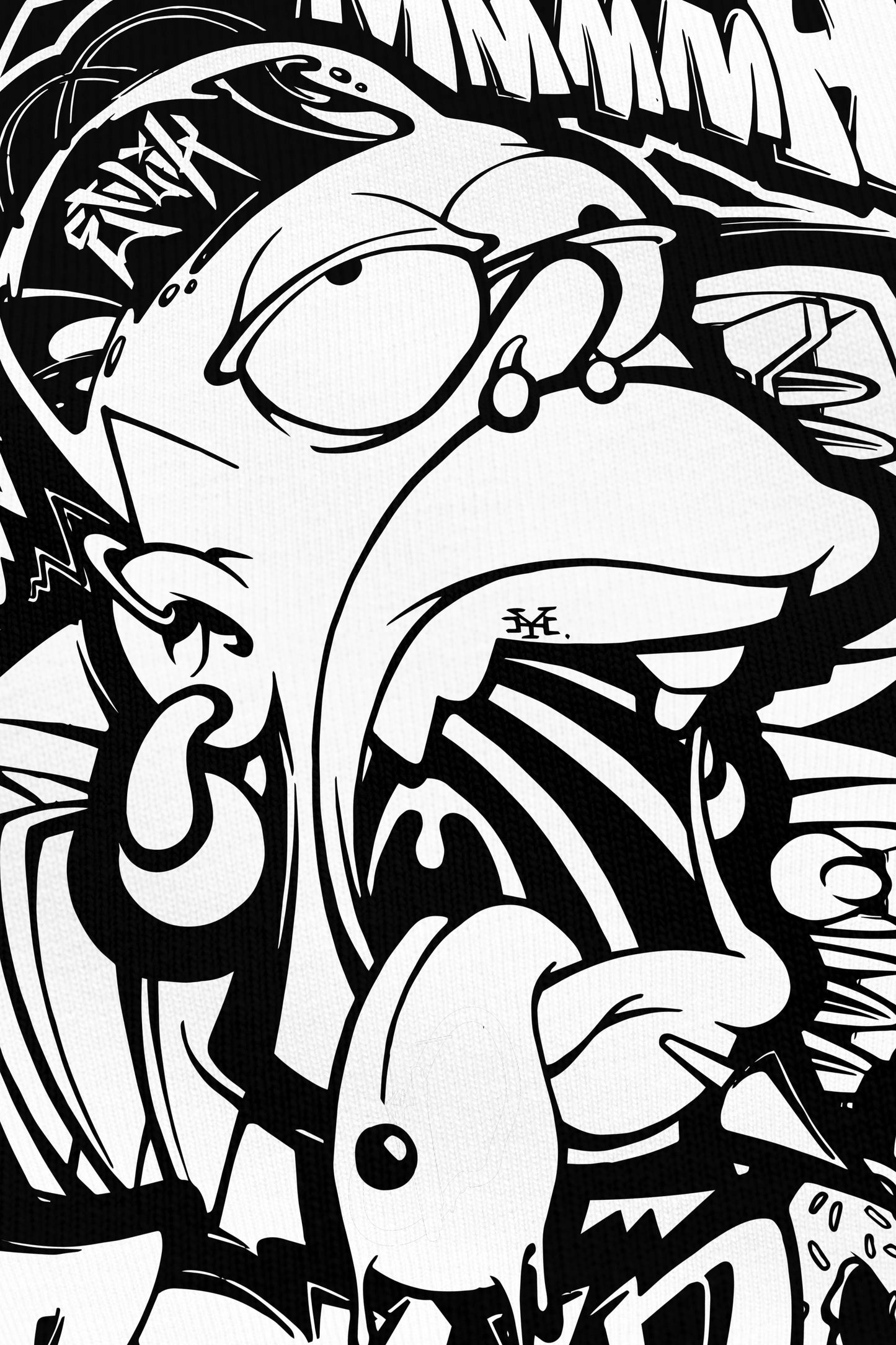 Mmmh Tekno noir, zoom sur l'impression du visuel, Etilik Wear