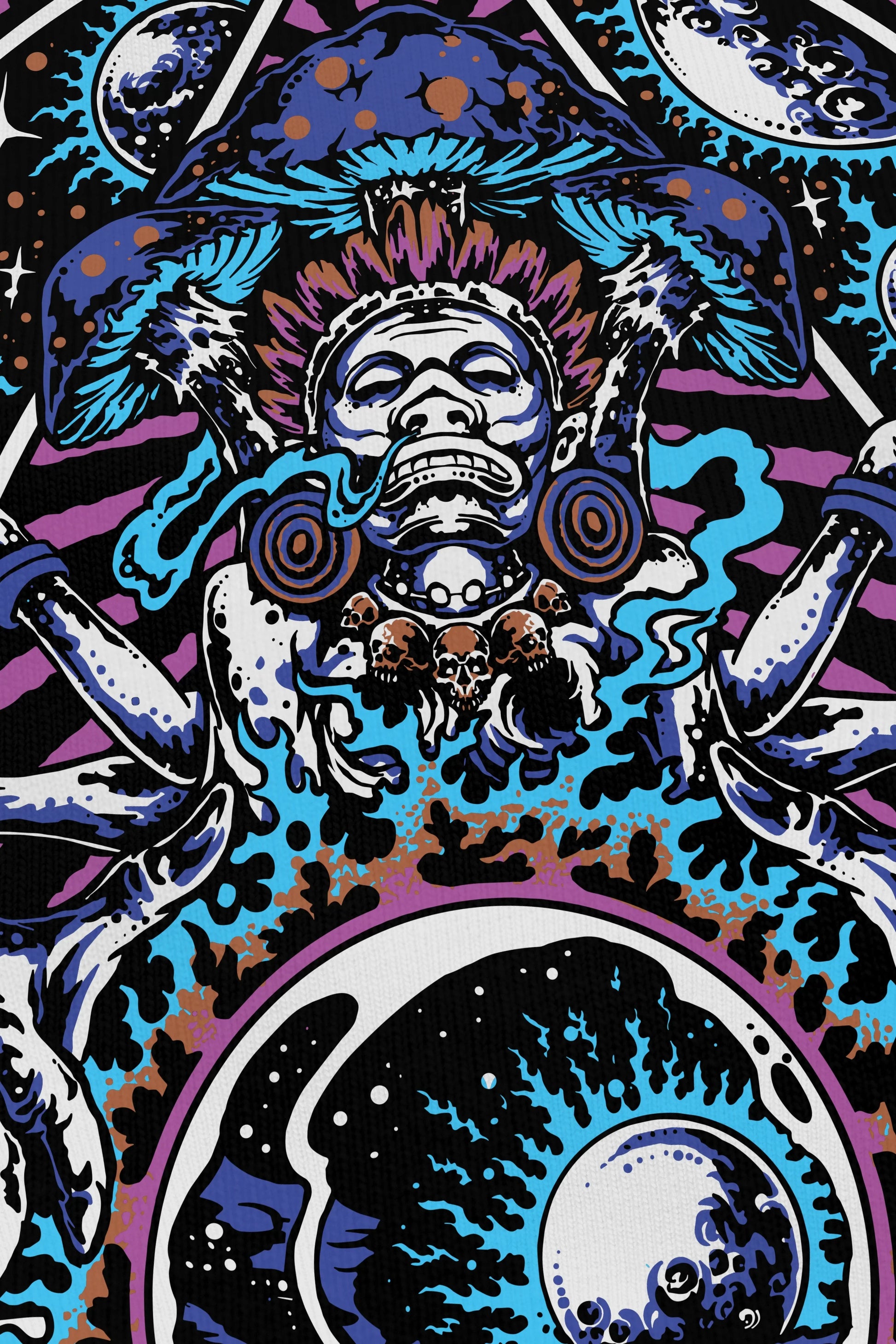 Psychetilik Blue noir, zoom sur l'impression du visuel, Etilik Wear