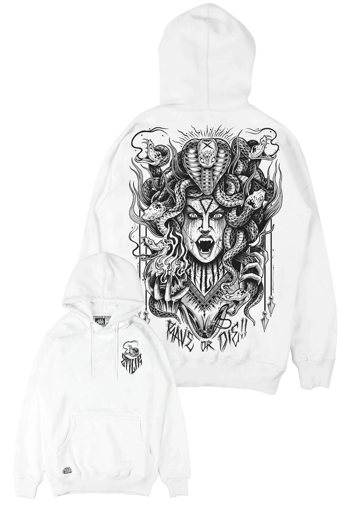 Rave Or Die White - Hoodie - Etilik Wear 