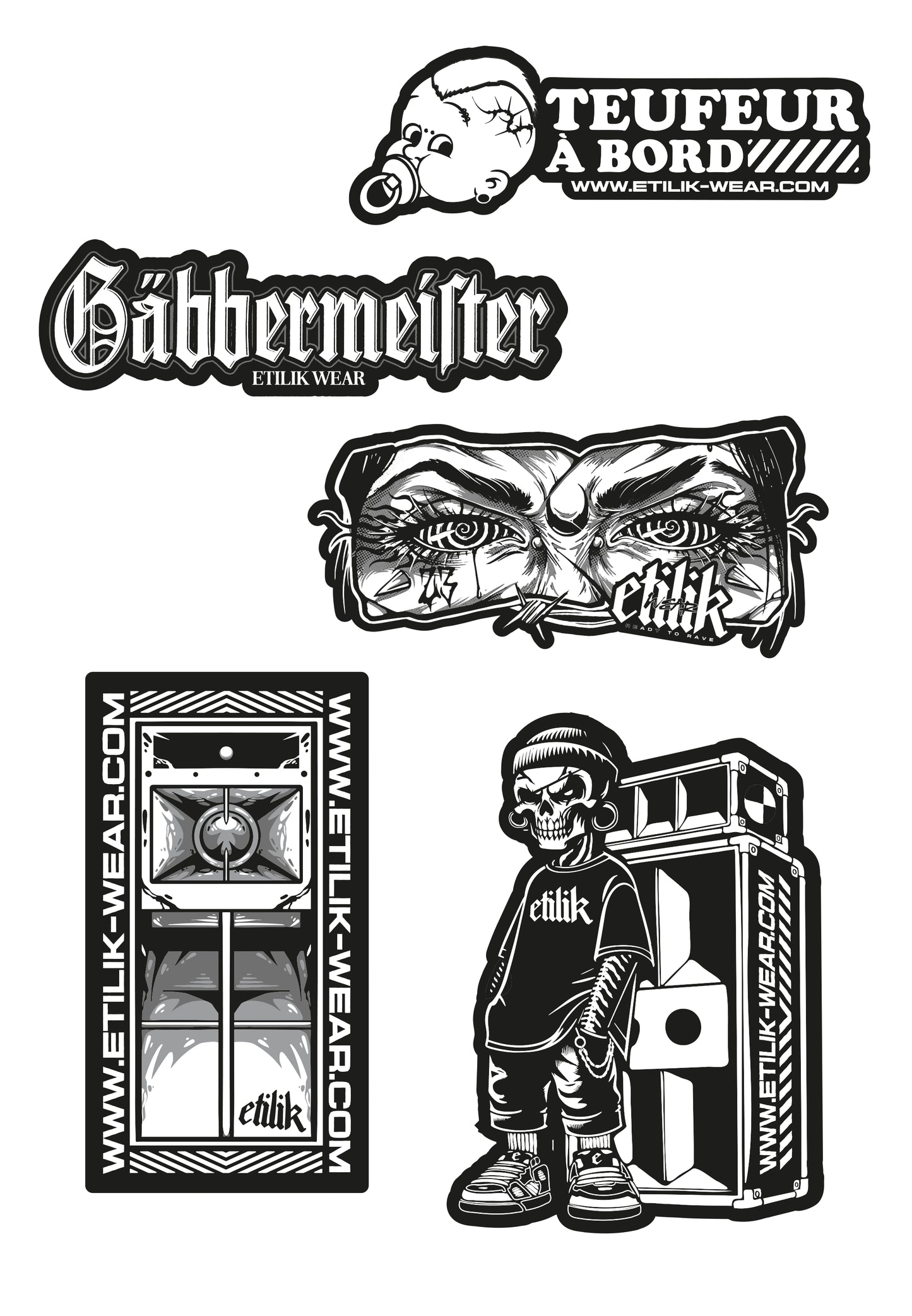 Etk Collection B&W stickers pack series 4 - Etilik Wear 
