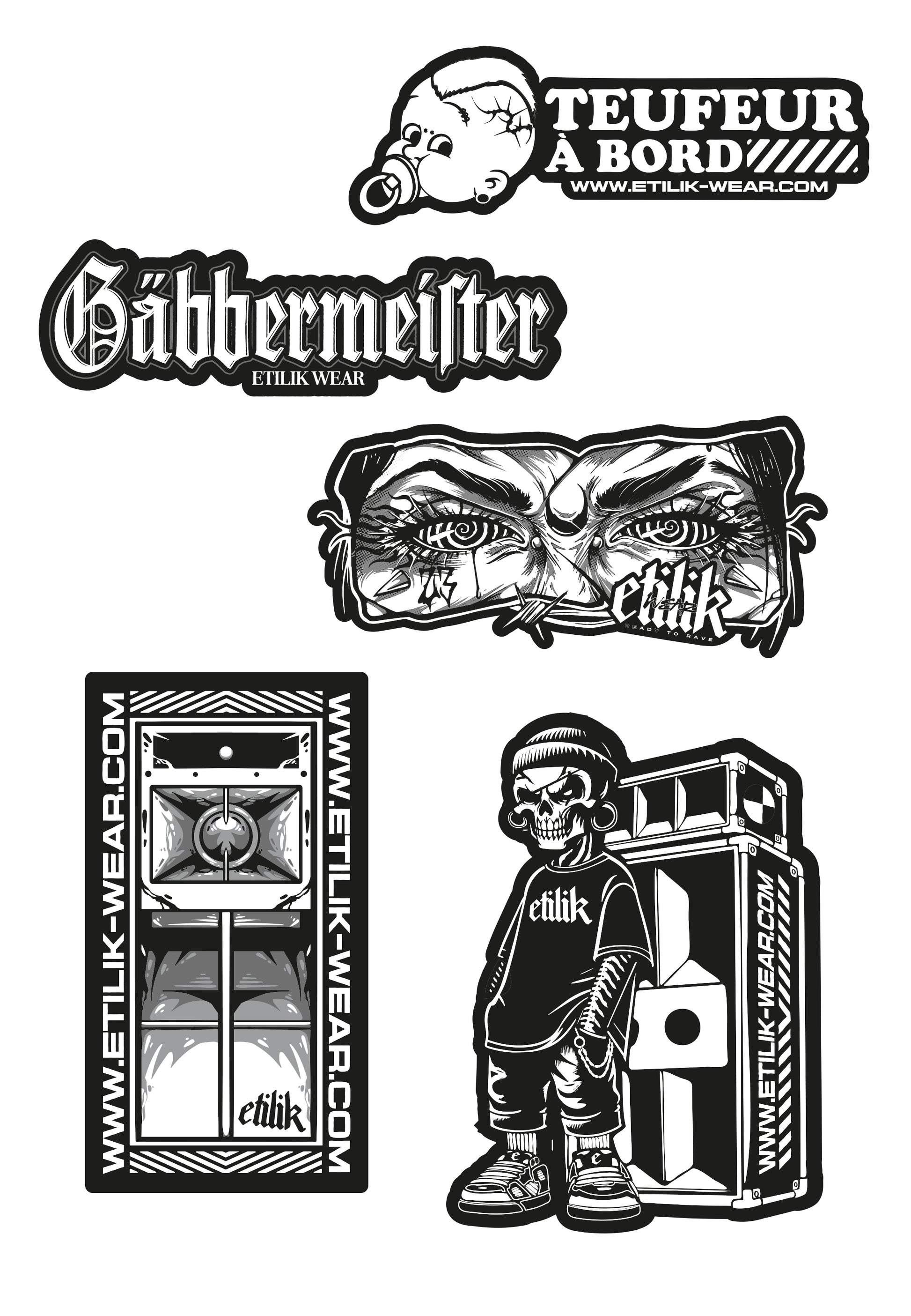 Etk Collection B&W stickers pack series 4 - Etilik Wear 