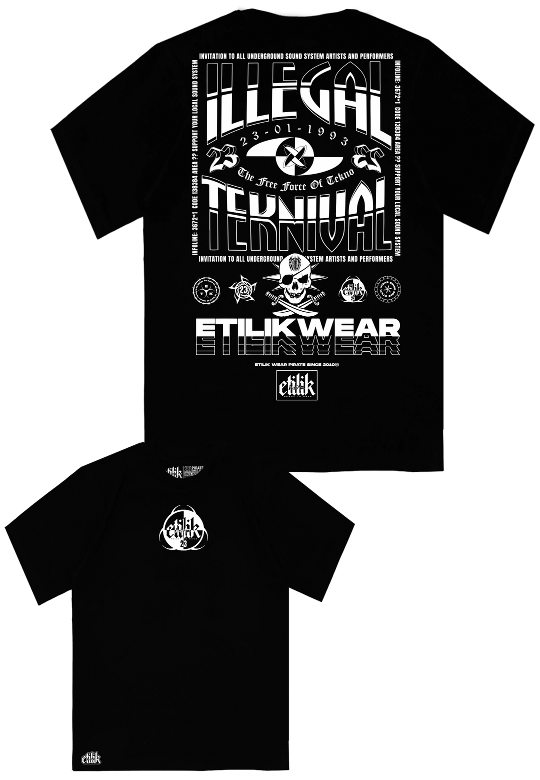 Illegales Teknival-Schwarz-T-Shirt