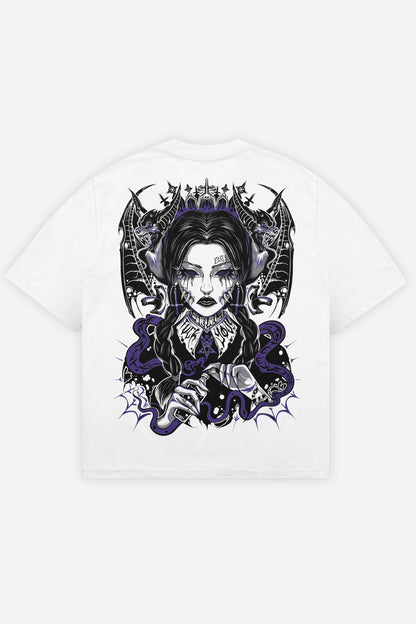 Wednesday T-shirt blanc dos (Oversize)