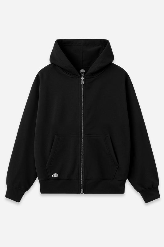 Custom Zip Hoodie noir, recto