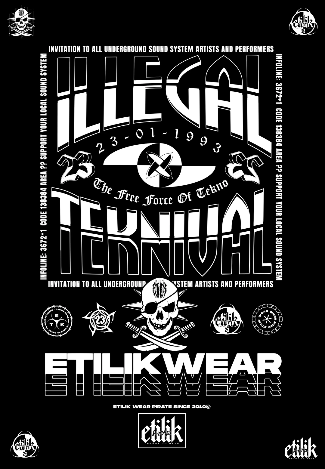 Illégal Teknival Black - Hoodie - Etilik Wear 