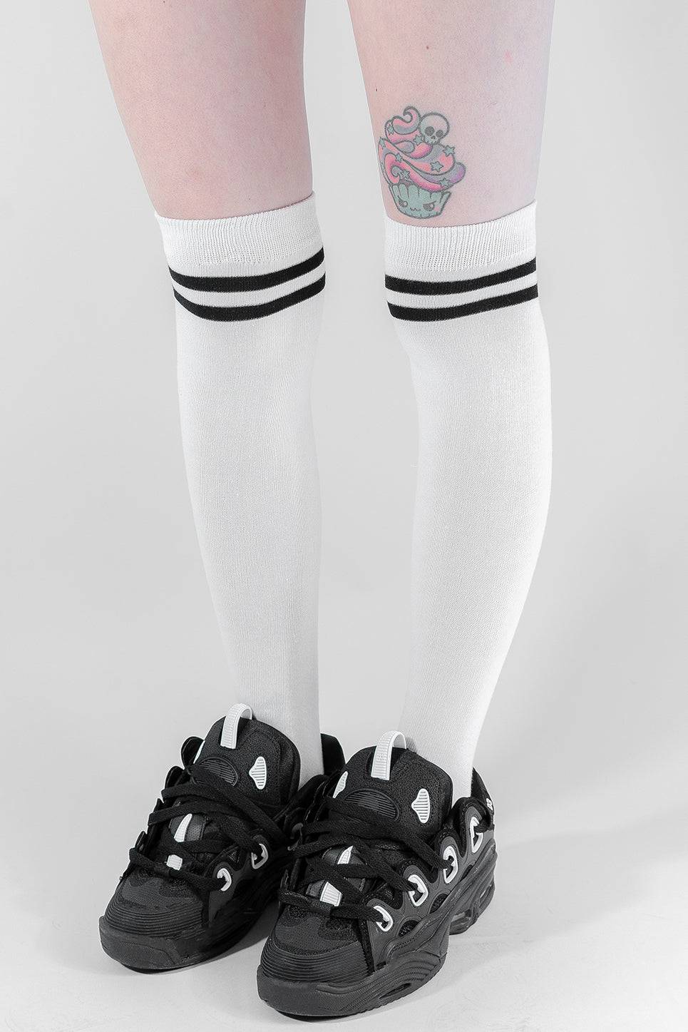 Ladies Stripe Socks White