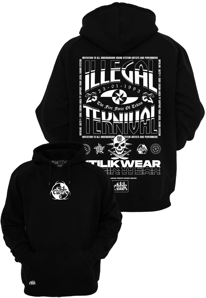 Illégal Teknival Black - Hoodie - Etilik Wear 
